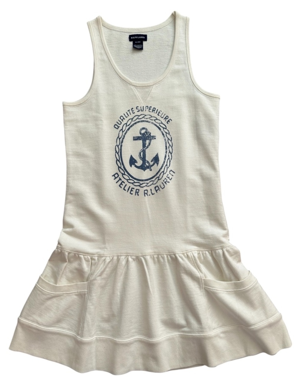 Vintage Ralph Lauren Atelier R. Lauren Nautical Knit Dress Size Girls 16 Preppy